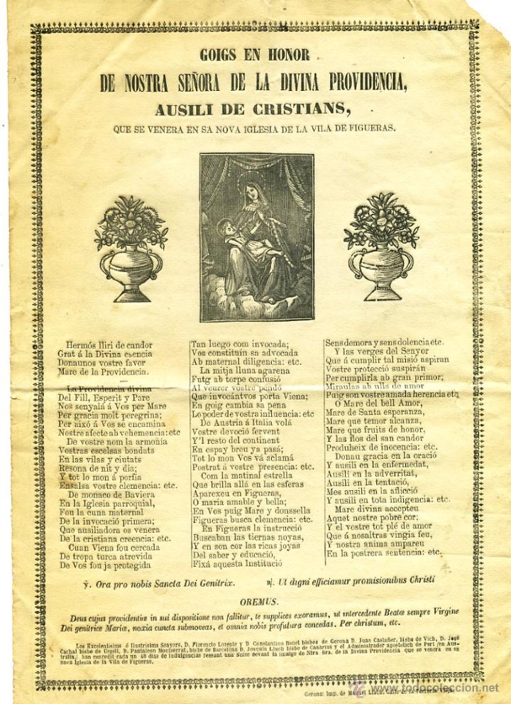 Antig&uuml;edades: Goigs en honor de Nostra Se&ntilde;ora de la divina providencia a&ntilde;o 1823