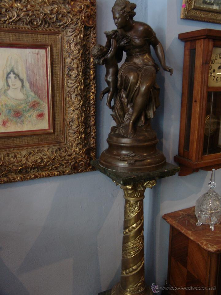 Antig&uuml;edades: ESPECTACULAR PAREJA DE COLUMNAS DE M&Aacute;RMOL Y BRONCE - Foto 1