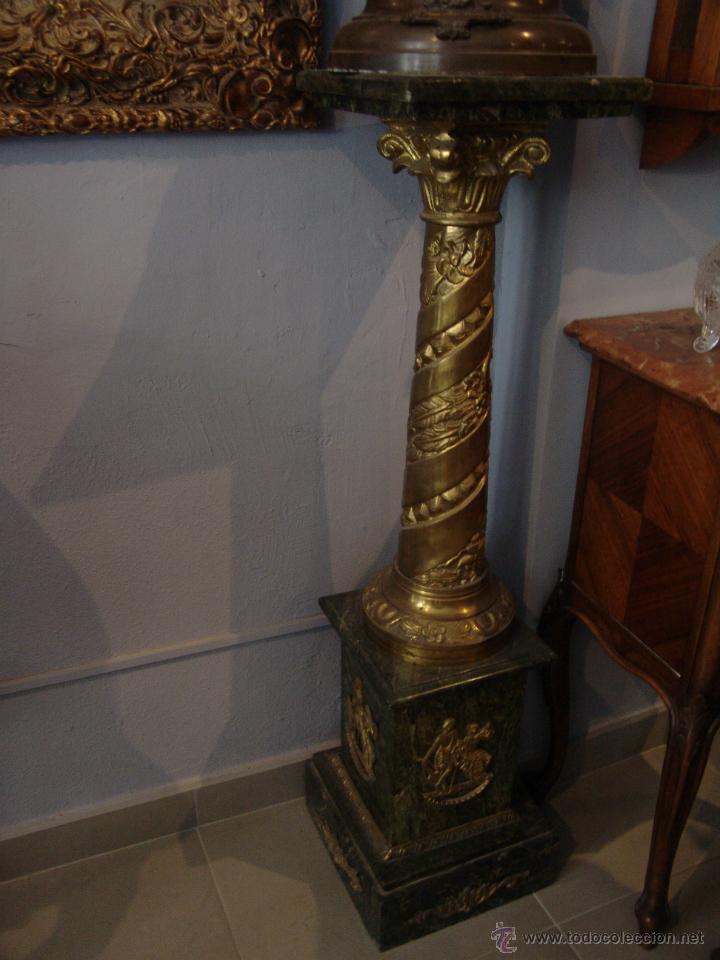 Antig&uuml;edades: ESPECTACULAR PAREJA DE COLUMNAS DE M&Aacute;RMOL Y BRONCE - Foto 3