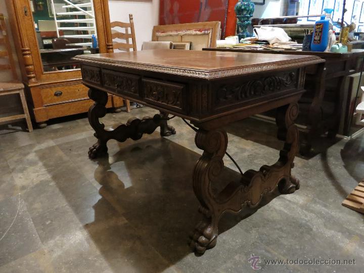 Antig&uuml;edades: MESA TALLADA DE ROBLE ESTILO ESPA&Ntilde;OL - Foto 3