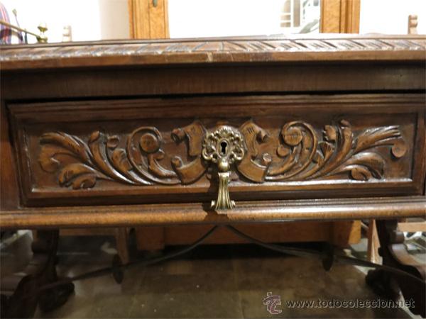 Antig&uuml;edades: MESA TALLADA DE ROBLE ESTILO ESPA&Ntilde;OL - Foto 4