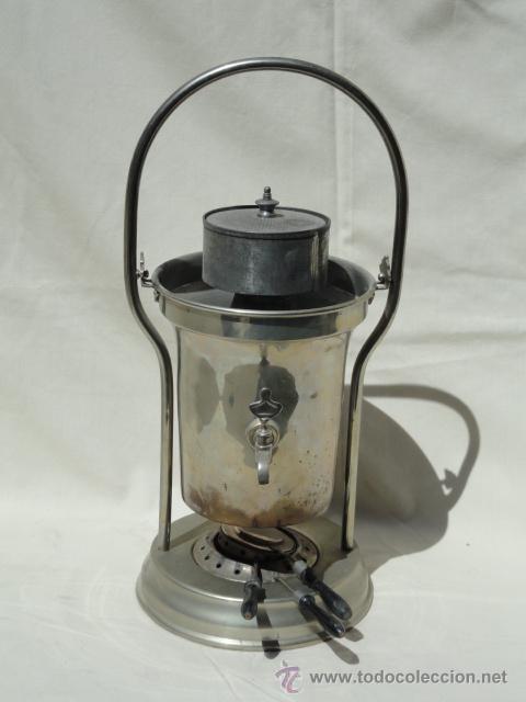 Antig&uuml;edades: ANTIGUA CAFETERA DE ALPACA CON HORNILLO. CON MARCA. - Foto 1