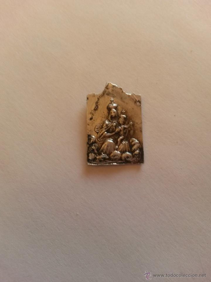 Antig&uuml;edades: Medalla virgen del carmen y corazon de jesus de 2 x 1,4 cms - Foto 1