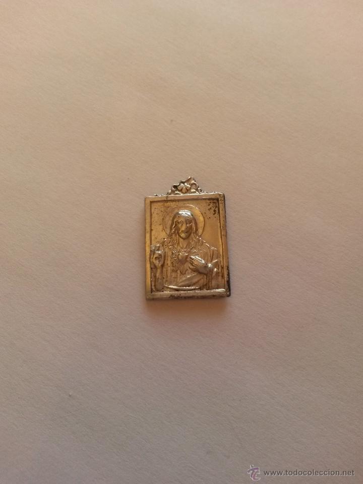Antig&uuml;edades: Medalla virgen del carmen y corazon de jesus de 2 x 1,4 cms - Foto 2