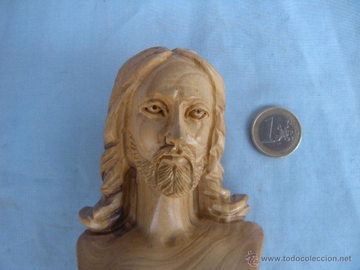 Antig&uuml;edades: BUSTO DE JESUCRISTO EN MADERA TALLADA. JERUSALEN - Foto 5