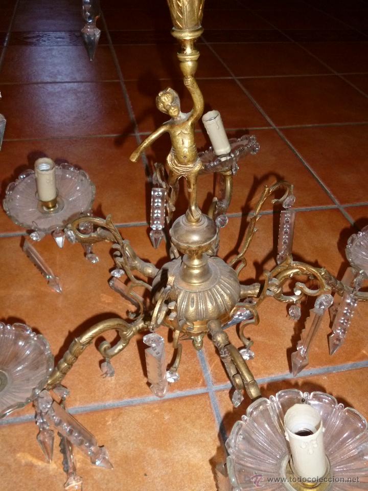 Antig&uuml;edades: Lampara tipo bronce y cristal - Foto 1