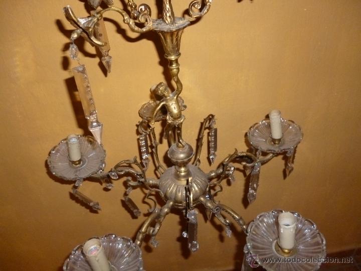 Antig&uuml;edades: Lampara tipo bronce y cristal - Foto 2