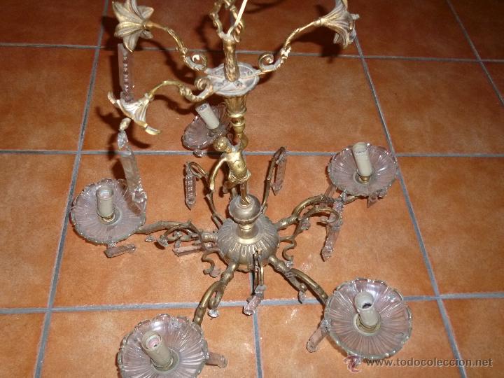 Antig&uuml;edades: Lampara tipo bronce y cristal - Foto 3