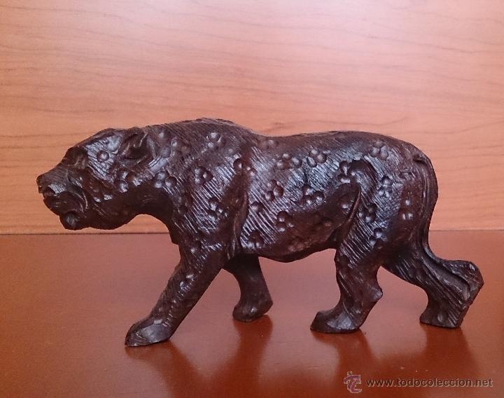 Antig&uuml;edades: Leopardo en madera tallada . - Foto 2