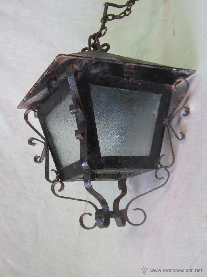 Antig&uuml;edades: LAMPARA FAROL EN HIERRO DE FORJA - Foto 3