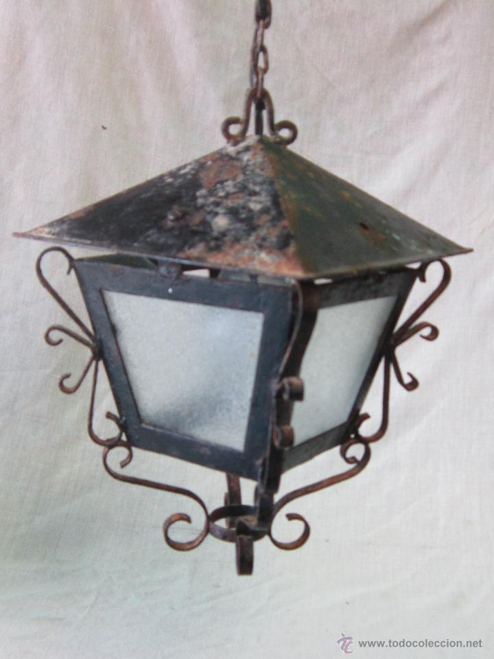 Antig&uuml;edades: LAMPARA FAROL EN HIERRO DE FORJA - Foto 5