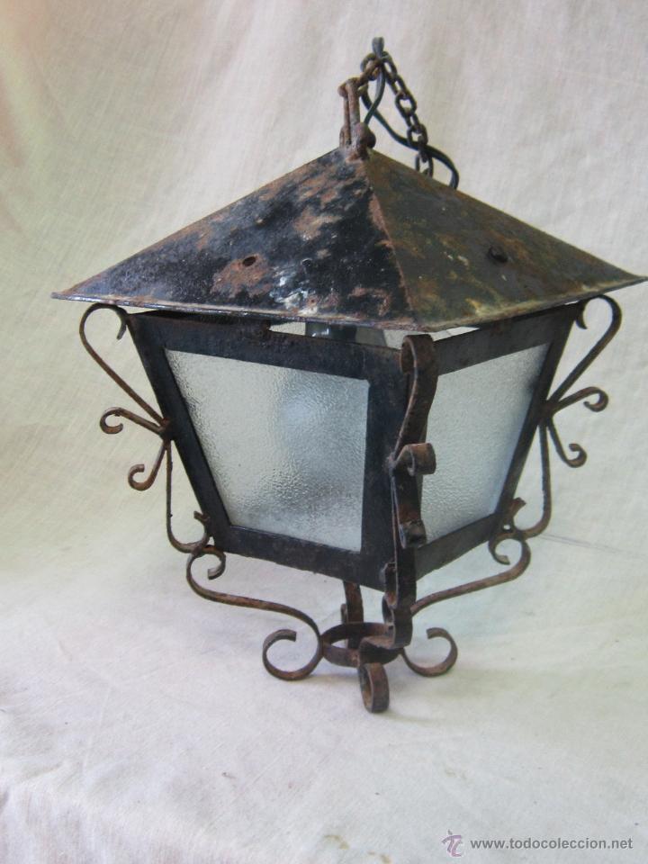Antig&uuml;edades: LAMPARA FAROL EN HIERRO DE FORJA - Foto 7