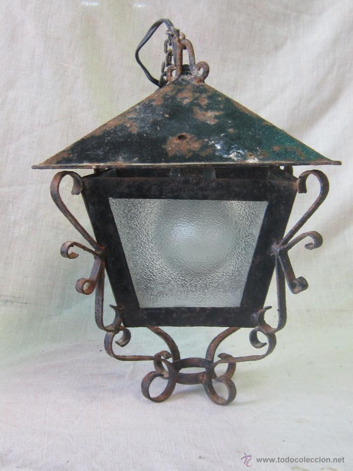 Antig&uuml;edades: LAMPARA FAROL EN HIERRO DE FORJA - Foto 8