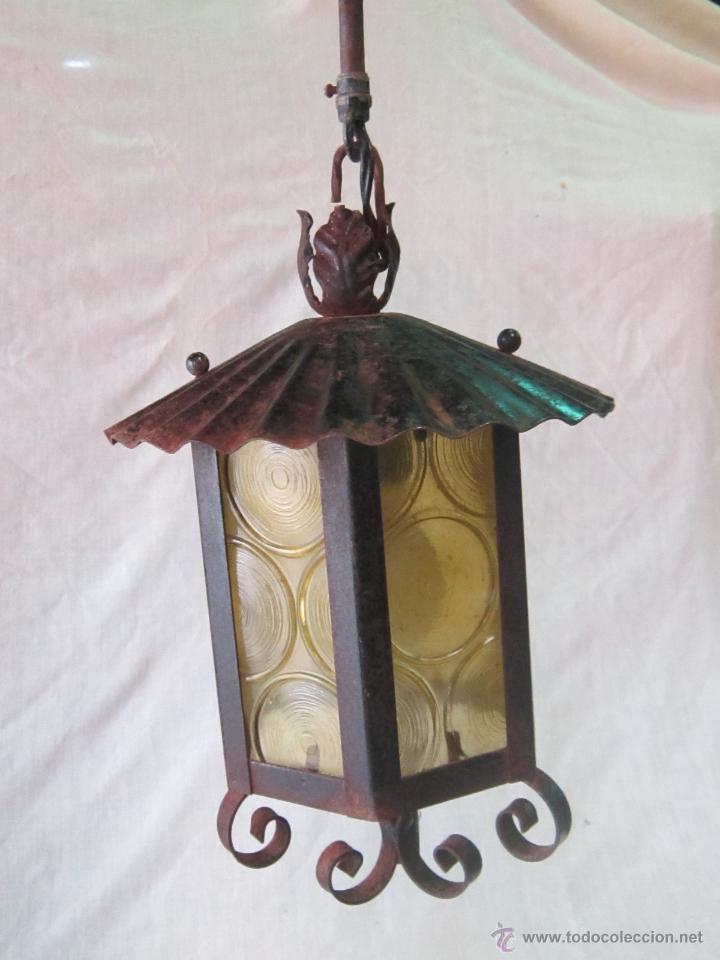 Antig&uuml;edades: LAMPARA FAROL EN HIERRO DE FORJA - Foto 1