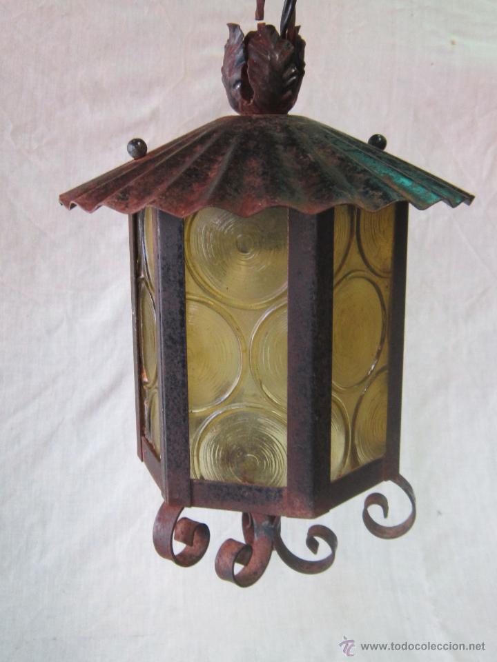 Antig&uuml;edades: LAMPARA FAROL EN HIERRO DE FORJA - Foto 4