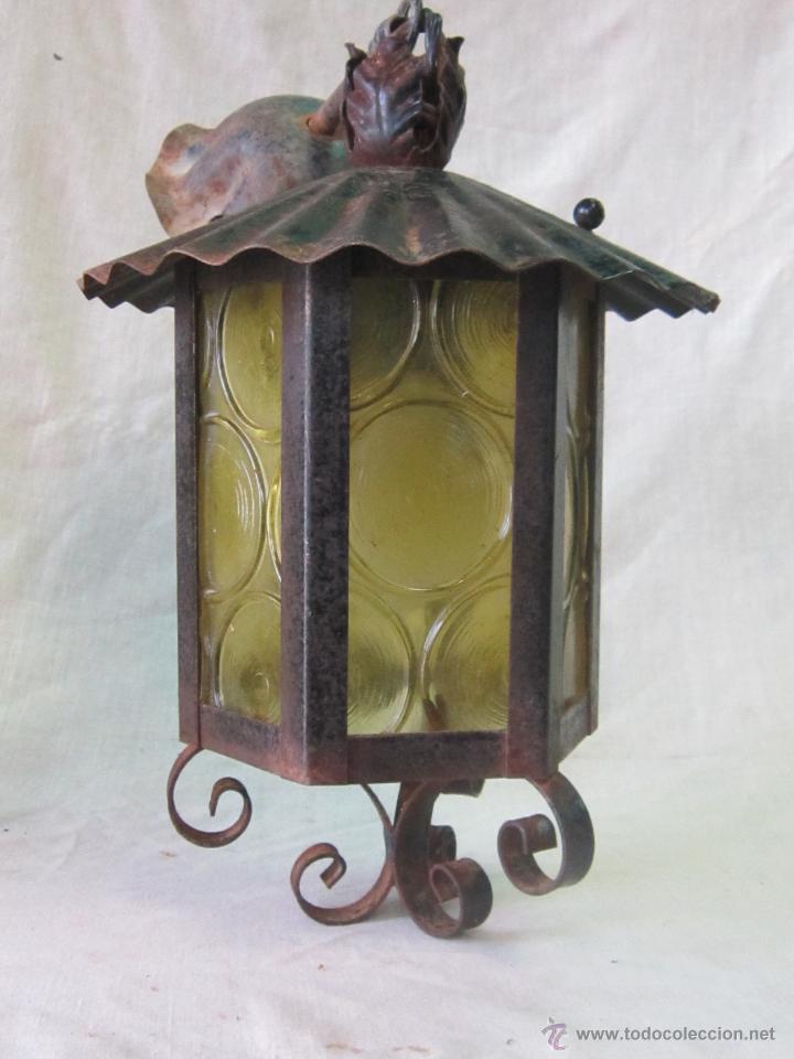 Antig&uuml;edades: LAMPARA FAROL EN HIERRO DE FORJA - Foto 7