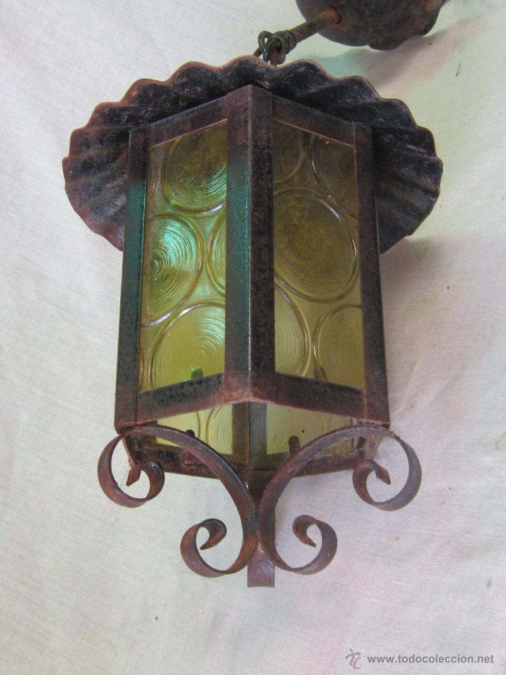 Antig&uuml;edades: LAMPARA FAROL EN HIERRO DE FORJA - Foto 9