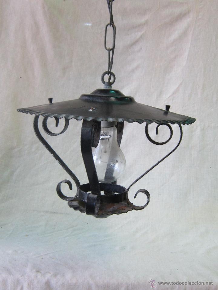 Antig&uuml;edades: LAMPARA FAROL EN HIERRO DE FORJA - Foto 1