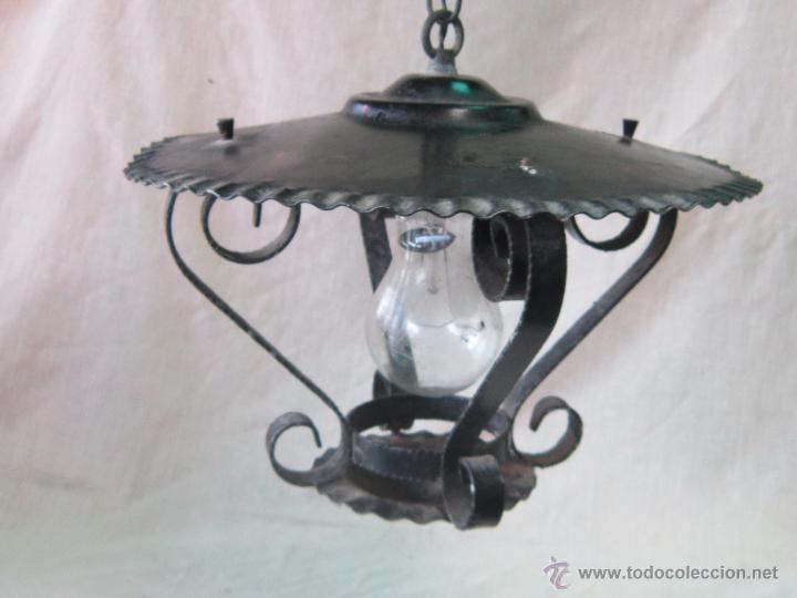 Antig&uuml;edades: LAMPARA FAROL EN HIERRO DE FORJA - Foto 3