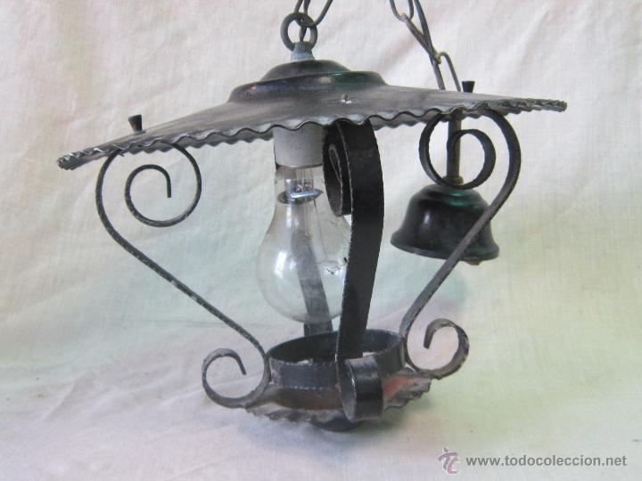 Antig&uuml;edades: LAMPARA FAROL EN HIERRO DE FORJA - Foto 5