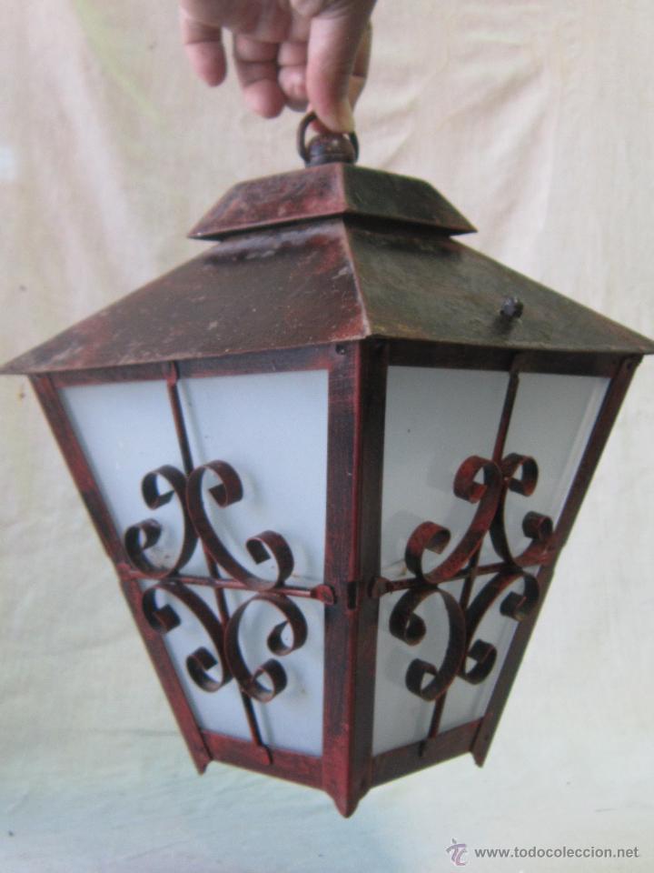 Antig&uuml;edades: LAMPARA FAROL EN HIERRO DE FORJA - Foto 1