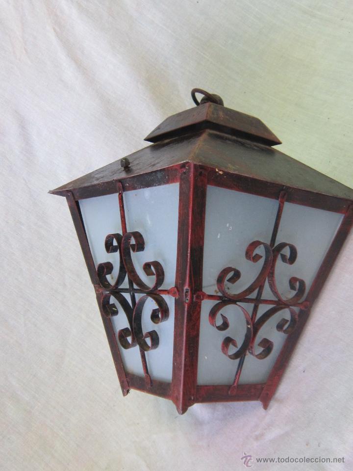 Antig&uuml;edades: LAMPARA FAROL EN HIERRO DE FORJA - Foto 3