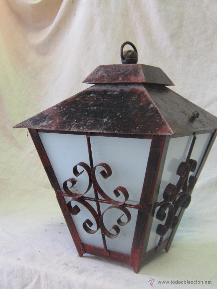 Antig&uuml;edades: LAMPARA FAROL EN HIERRO DE FORJA - Foto 5
