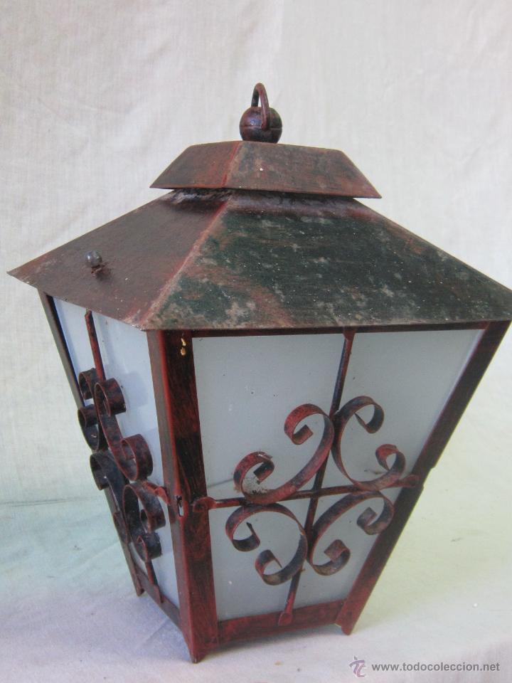 Antig&uuml;edades: LAMPARA FAROL EN HIERRO DE FORJA - Foto 6