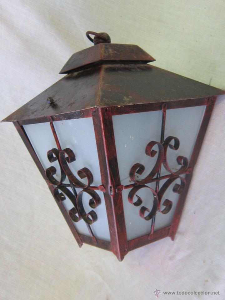 Antig&uuml;edades: LAMPARA FAROL EN HIERRO DE FORJA - Foto 7