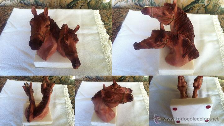 Antiquit&eacute;s: Caballos figura en marmol y marmolina ,mide 31 cm de altura, pesa 959 grs.