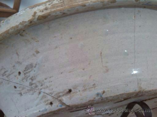Antigüedades: antiguo lebrillo de triana pintado a mano, lañado de epoca, precioso - Foto 8 - 43650426