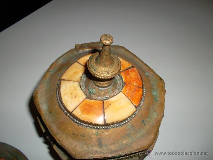Antig&uuml;edades: joyero antiguo de bronce y hueso - Foto 2