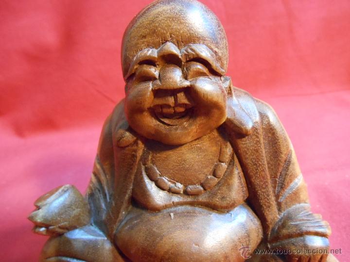 Antig&uuml;edades: FIGURA DE MADERA EXOTICA REPRESENTANDO A BUDA - Foto 4