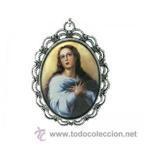 Antig&uuml;edades: medalla-con-fotoesmalte-virgen-inmaculada-concepcion - 50x40mm