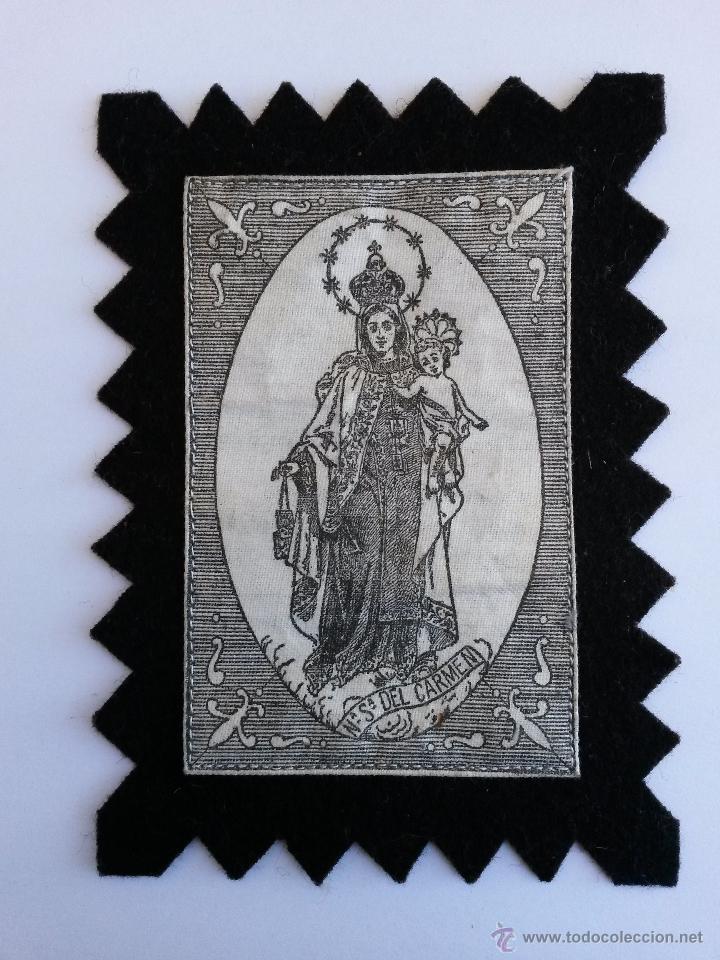 Antig&uuml;edades: Escapulario virgen del carmen de 14 x 10 cms - Foto 1