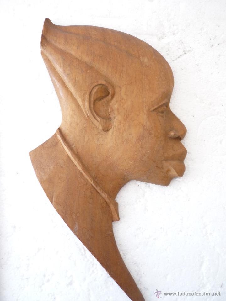 Antiquit&eacute;s: TALLA MADERA CABEZA AFRICANA. MEDIDAS 36X19X3 CM.20 GASTOS DE ENVIO 7&euro; PARA ESPA&Ntilde;A
