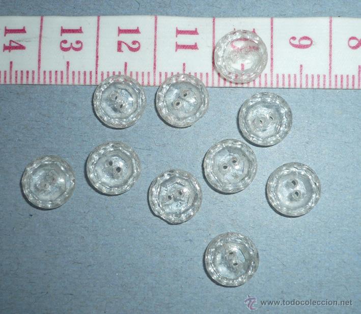 Antig&uuml;edades: 10 botones peque&ntilde;os de vidrio, 9mm di&aacute;metro - Foto 1