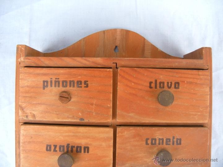 Antig&uuml;edades: ESPECIERO DE MADERA R&Uacute;STICO - Foto 6