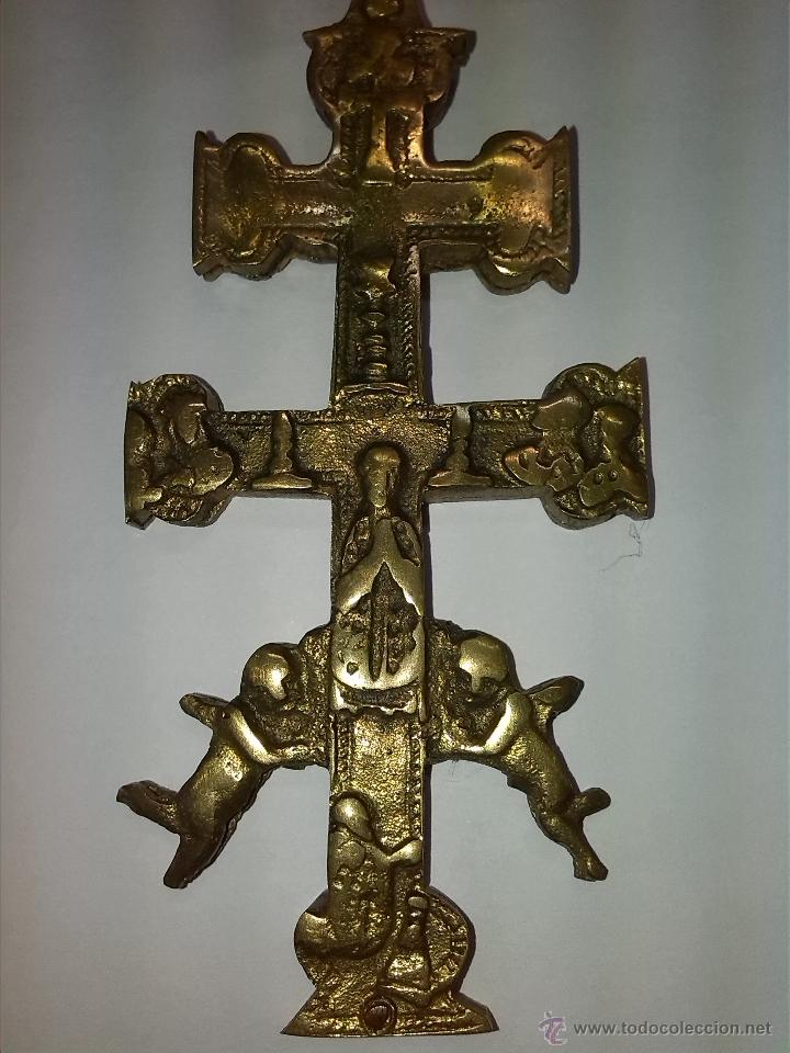 Antig&uuml;edades: antigua cruz de caravaca de bronce. - Foto 2