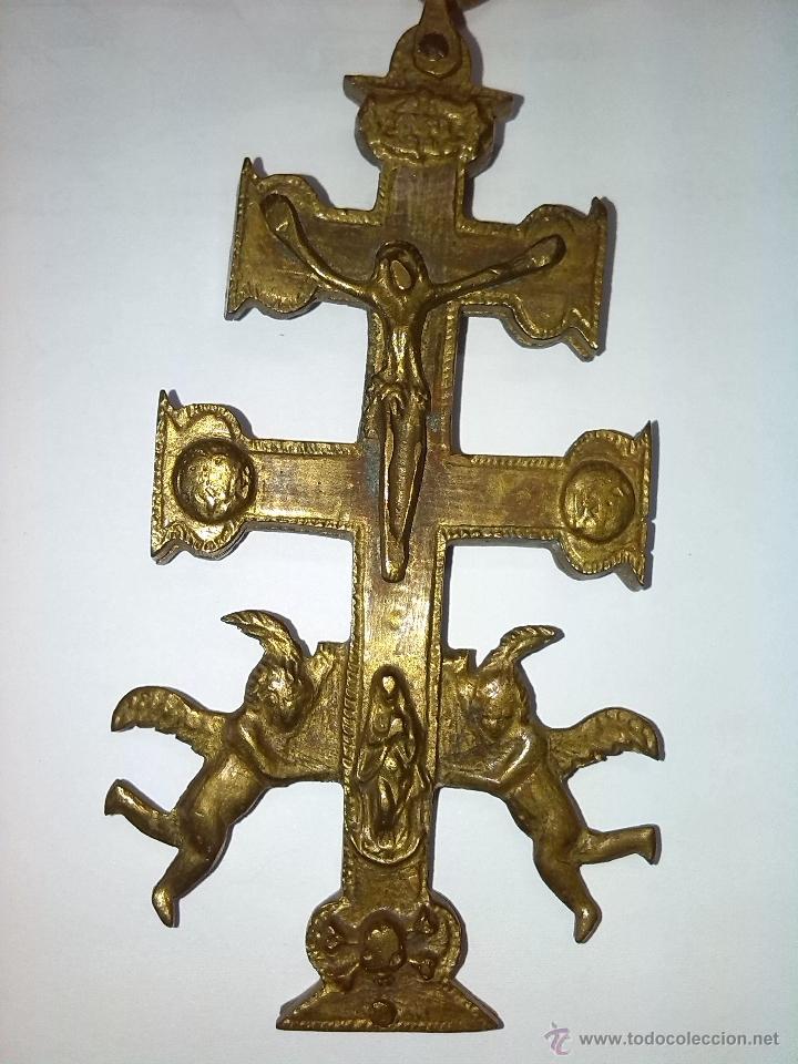 Antig&uuml;edades: antigua cruz de bronce de caravaca - Foto 2
