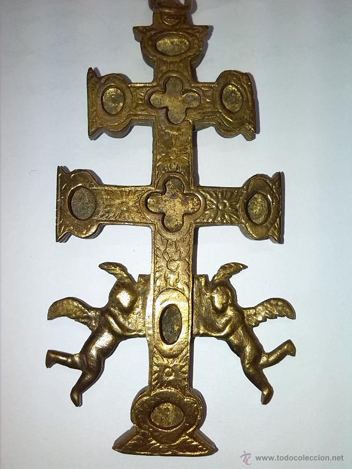 Antig&uuml;edades: antigua cruz de bronce de caravaca - Foto 3
