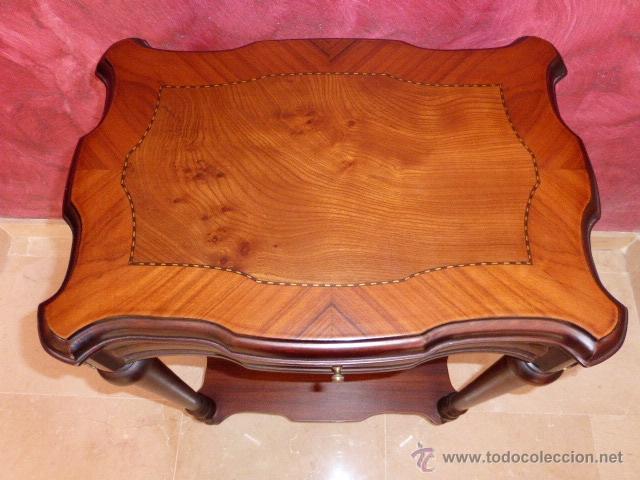 Antig&uuml;edades: MESITA RECTANGULAr CON FORMAS, DE MARQUETERIA - Foto 3