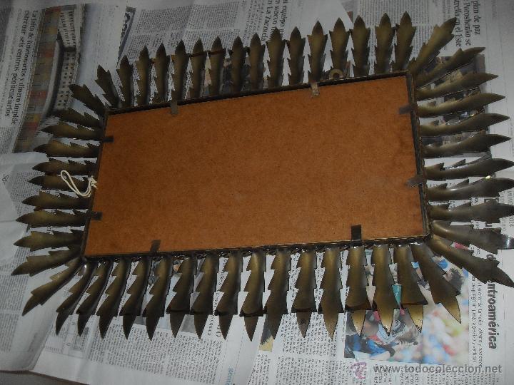 Antig&uuml;edades: Espejo metal sol rectangular. Hojas forja dorada. - Foto 7