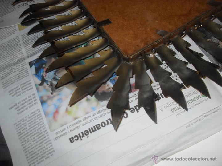 Antig&uuml;edades: Espejo metal sol rectangular. Hojas forja dorada. - Foto 8