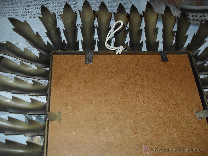 Antig&uuml;edades: Espejo metal sol rectangular. Hojas forja dorada. - Foto 10