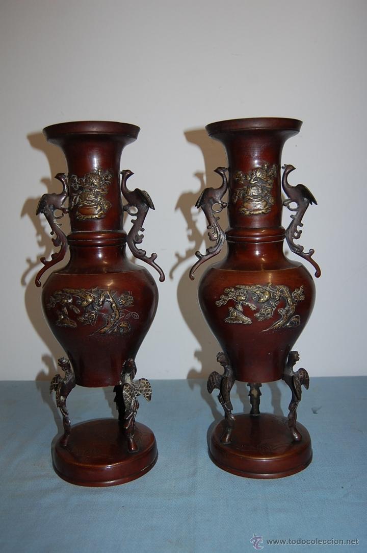 Antig&uuml;edades: ANTIGUA PAREJA JARRONES JAPONES - Foto 1