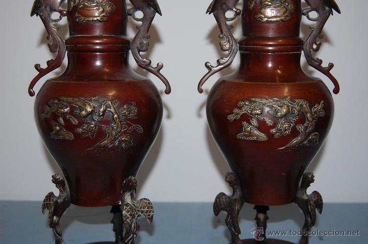 Antig&uuml;edades: ANTIGUA PAREJA JARRONES JAPONES - Foto 3