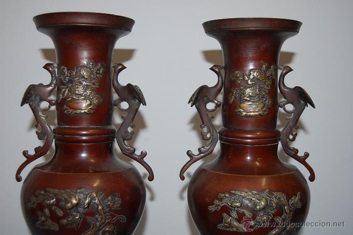Antig&uuml;edades: ANTIGUA PAREJA JARRONES JAPONES - Foto 4