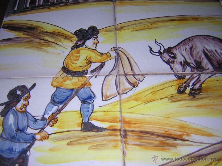 Antig&uuml;edades: ** ANTIGUA COMPOSICI&Oacute;N DE AZULEJOS CON ESCENA DE TOROS ** - Foto 6