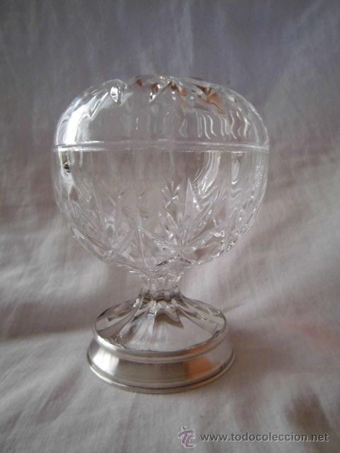 Antig&uuml;edades: ORIGINAL COMPOTERA DE CRISTAL TALLADO Y BASE DE PLATA - Foto 1